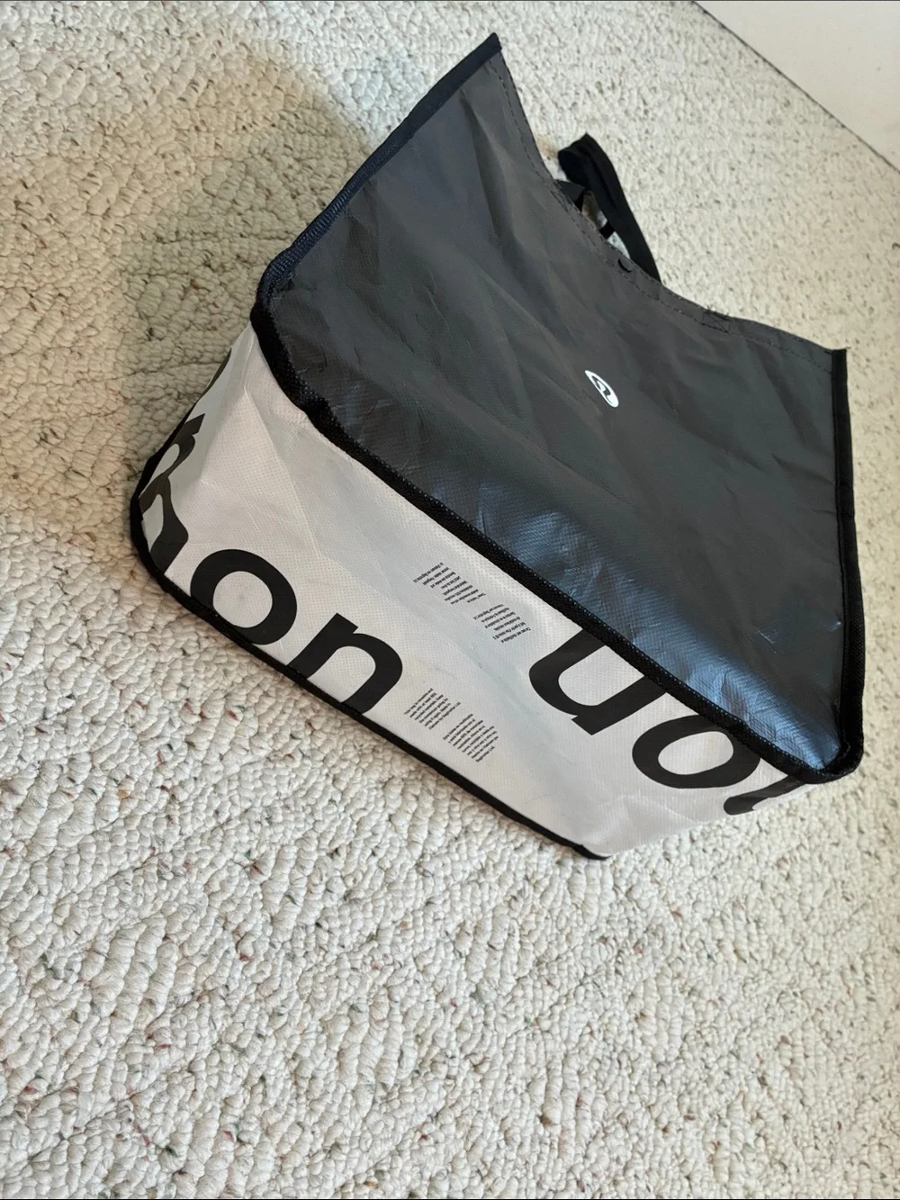 Lululemon athletica Black & White Large Reusable Tote Carryall Gym Bag